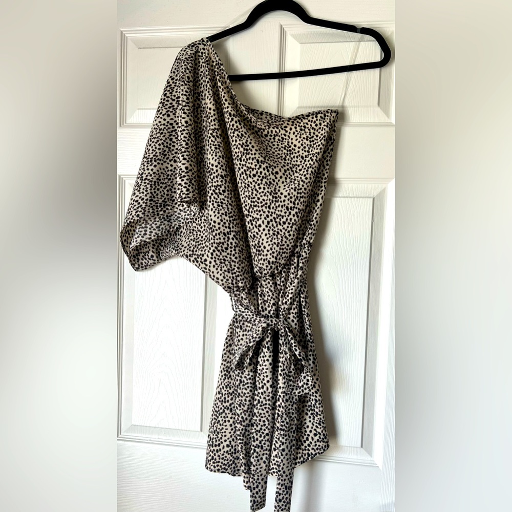 One Shoulder Cheetah Print Mini Dress